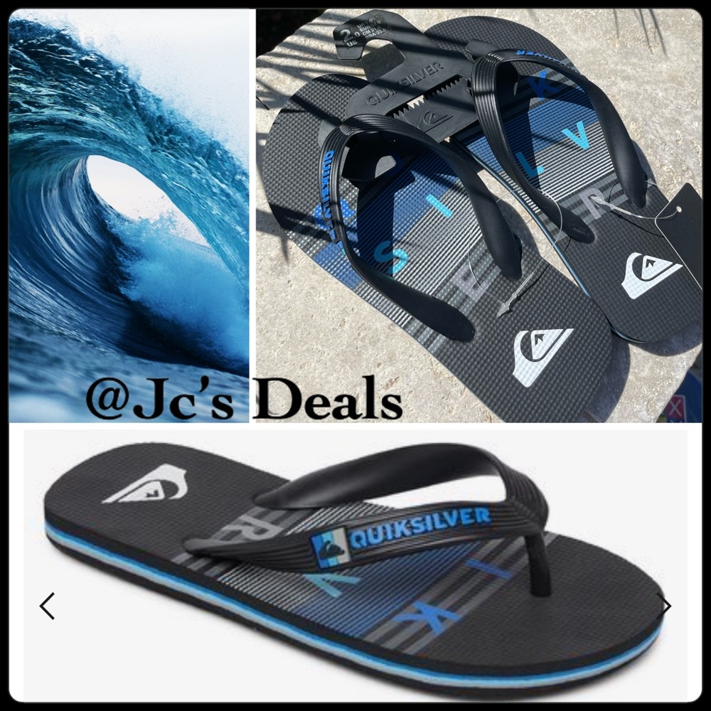 🐠 Quiksilver Molokai Word Block Flip-Flops for Boys 🐠